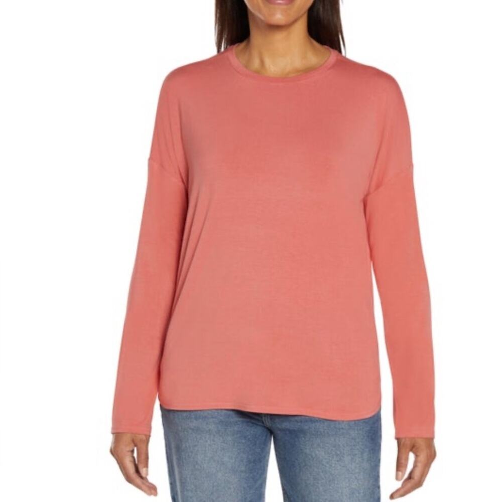 Gap Women's Drop Shoulder Long Sleeve Top Coral Pink Size XXL NWT